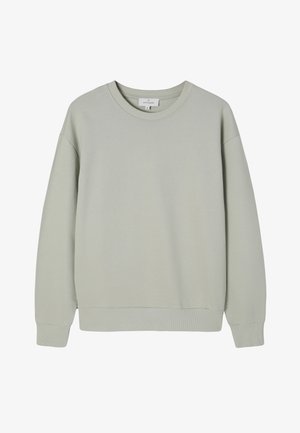 Svijetlozelena, dukserica s okruglim izrezom i dugim rukavima. Izrađena od mekog materijala s rebrastim manžetama i donjim rubom, s minimalističkim dizajnom i bez uzoraka.