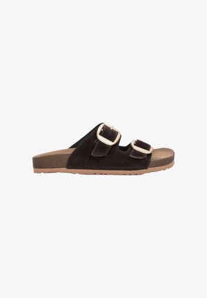 ESTRO, CIEMNOBRĄZOWE KLAPKI DAMSKIE Z GRUBYMI PASKAMI ESTRO ER00119567 36 - Mules - dark brown