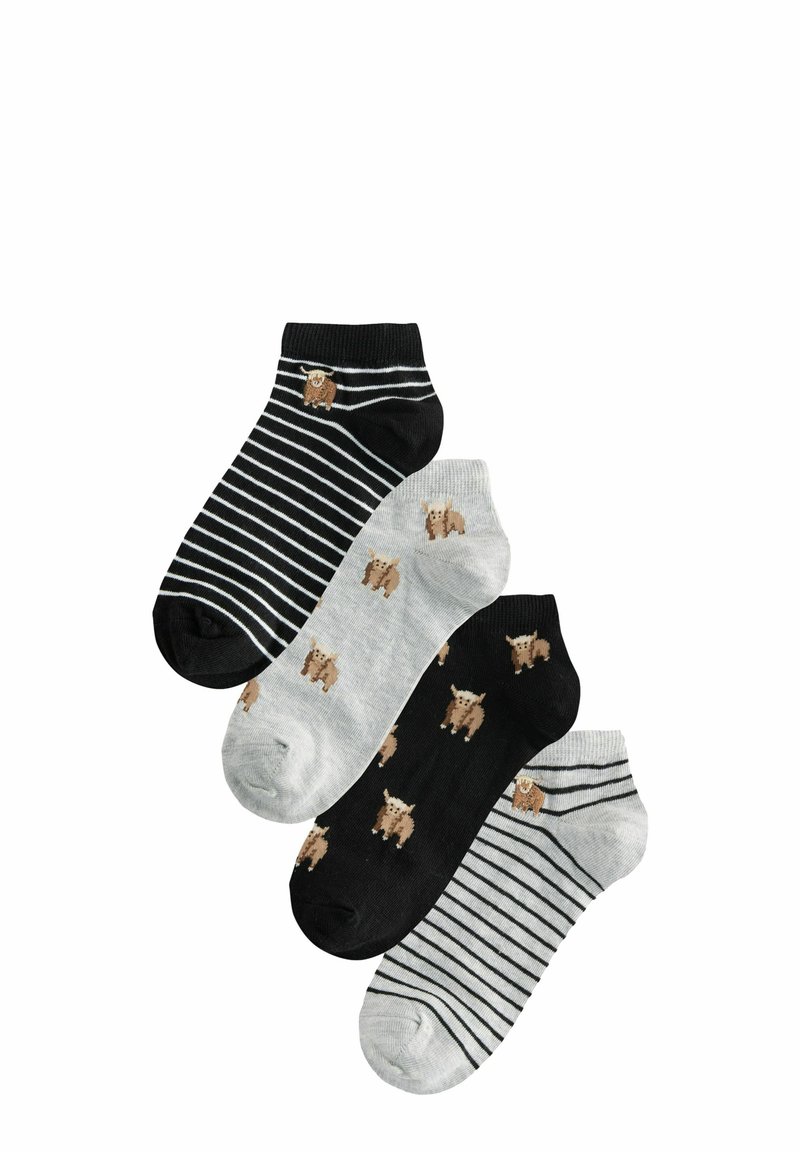 Next - INVISIBLE 4 PACK - Socks - monochrome hamish the highland cow, Enlarge