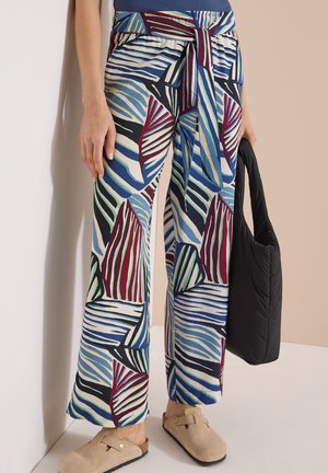 Cecil WIDE LEG HOSE MIT PRINT UND GÜRTELDETAIL - Stoffhose - palm breeze green