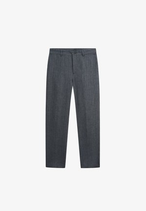 Massimo Dutti, 100% LINEN STRIPED PANTS - Stoffhose - dark blue
