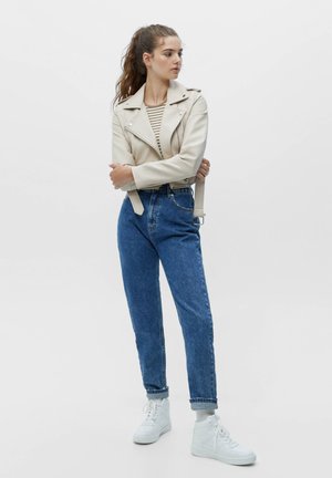 WITH SIDE ZIP - Bunda z umělé kůže - off white