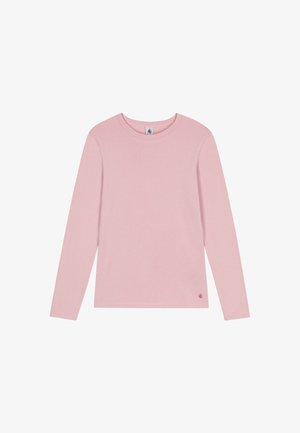 Langsleeve katoen T-shirt in het roze met een ronde hals, voorzien van een kleine logo-accent nabij de zoom en een gladde textuur door het hele shirt.