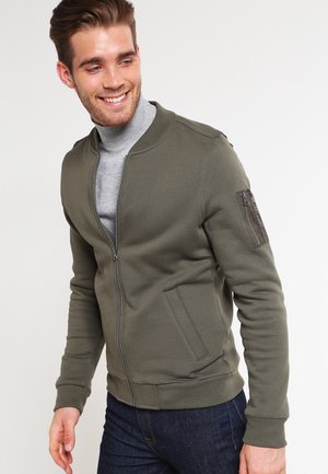 SWEAT BOMBER JACKET - Sweater met rits - olive