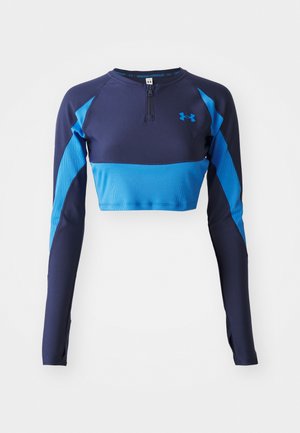 Under Armour HEATGEAR RIB - Long sleeved top - washed navy/blue atlantis