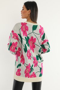 Cesare Gaspari Neule - off-white, pink, green