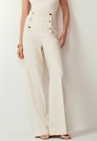 Next BUTTON DETAIL WIDE LEG - Bukser - cream