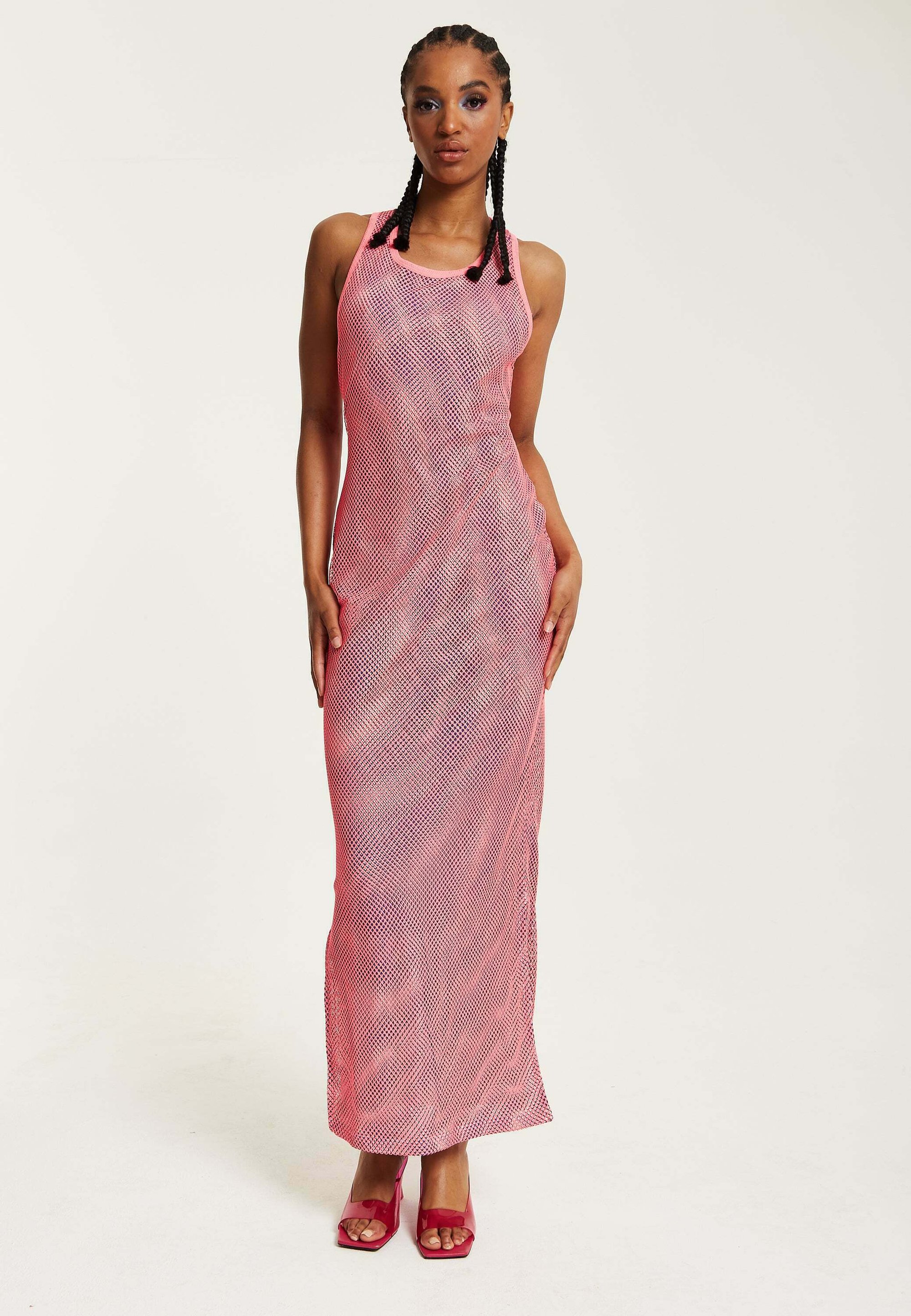 house of holland pink dress BuddyLove | Holland Tiered Maxi Dress