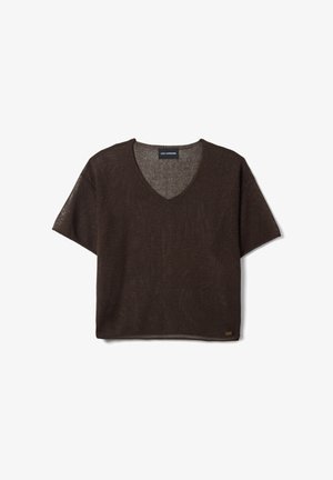 Les Copains, V-NECK JUMPER - Camiseta básica - dark brown