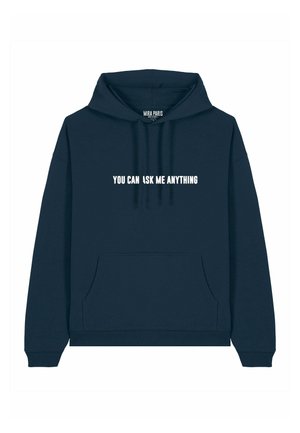 YOU CAN ASK ME ANYTHING EMBROIDERY UNISEX OVERSIZE  - Hoodie - dark blue