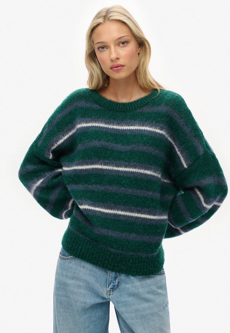 Superdry & Co SLOUCHY BRUSHED  - Jersey de punto - pine green stripe