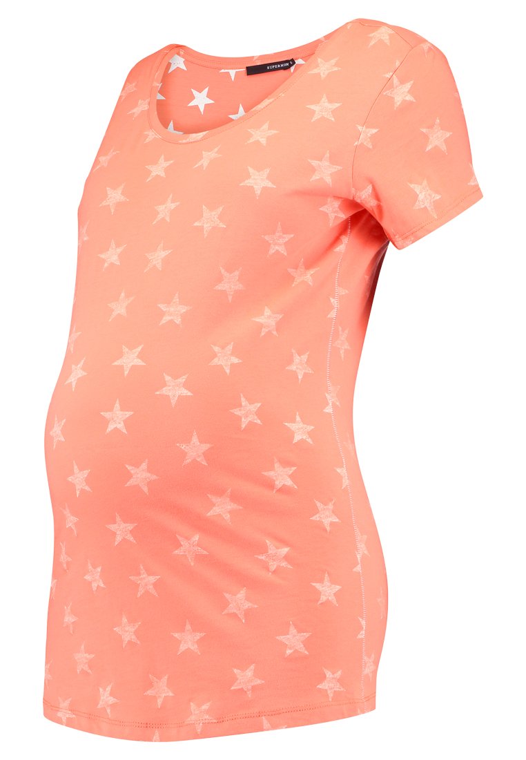 Supermom T-shirt print koraalrood