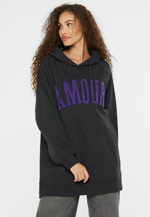 SENSES.THE LABEL, SENSES.THE LABEL OVERSIZED HOODIE MIT FROTTEE-ARTWORK - Kapuzenpullover - anthra mel