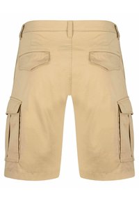 Beige cargo shorts med lige snit, der har to sidelommer og to baglommer, lavet af let bomuldsstof.