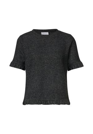 Street One Studio, KURZARM SHIRT MIT RUNDHALS UND RÜSCHEN - T-Shirt print - inked grey mel