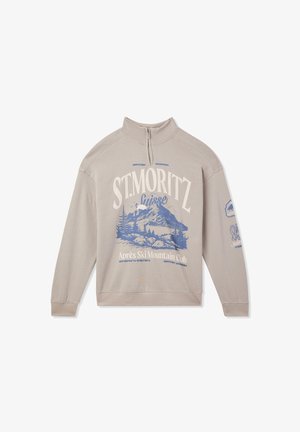 Terranova OVER A COLLO ALTO CON HALF ZIP E STAMPA MONTAGNA - Felpa - grigio chiaro