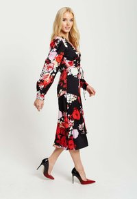 Liquorish PRINT - Day dress - black/red/pink