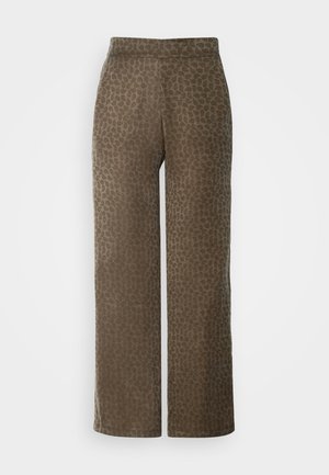 Pantalons larges dans une teinte de marron discret, ornés d'un motif de feuilles subtil. Fabriqués en matériau doux avec une taille élastique pour le confort.