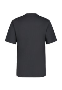 Sort bomulds T-shirt med rund hals og korte ærmer, der har en enkel, glat tekstur og en standard pasform.