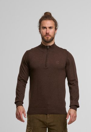 Striktrøje - dark brown mix