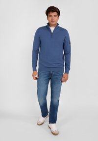 RESPECT HALF ZIP COLLAR - Stickad tröja - blue