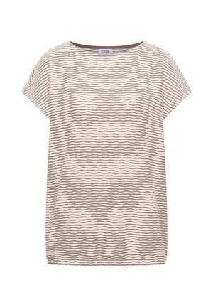 Cecil, T-SHIRT WITH BOAT NECKLINE AND STRIPES - T-shirt imprimé - creamy mocha