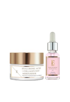 ROSE BLOSSOM GLOW FACIAL OIL 30ML HYALURONIC ACID COLLAGEN DAY CREAM 50ML - Skincare set - transparent