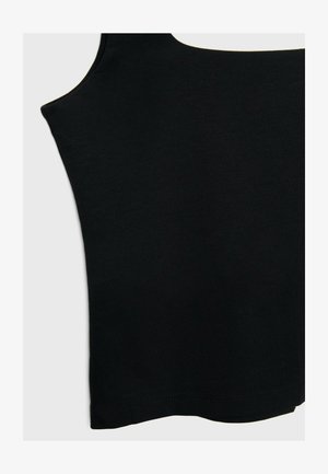 Sort tanktop lavet af blødt bomuldsstof. Har en rund halsudskæring og sømløse kanter med en glat tekstur.