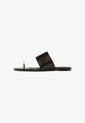 FLAT SLIDER WITH RING DETAIL - Teensandalen - dark brown