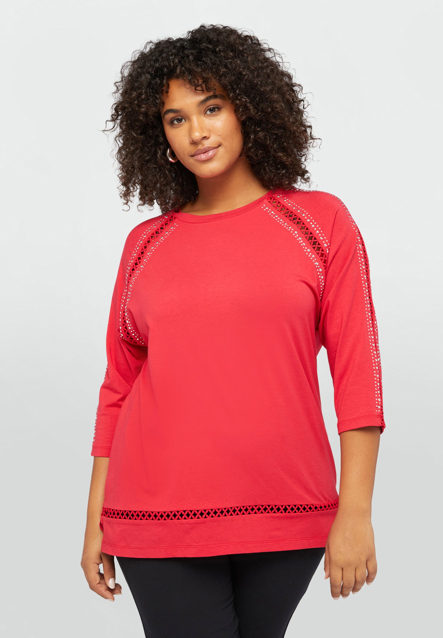 Fiorella Rubino CON BORCHIE E BORDI A RETE Maglietta a manica