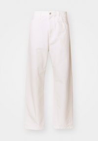 Hoge taille off-white rechte pijpen met voorzakken, riemlussen en een knoopsluiting.