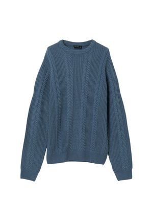 GIROCOLLO CON TRECCE - Maglione - azzurro