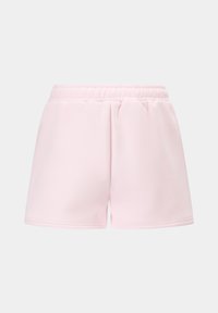 Rosa bomullsshorts med elastisk linning, avslappet passform og glatt tekstur. Enkelt design uten lommer eller pynt.