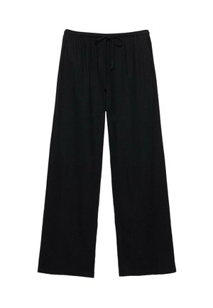 Sorte vidde bukser med elastisk talje og bindebånd, designet til en afslappet og komfortabel pasform.