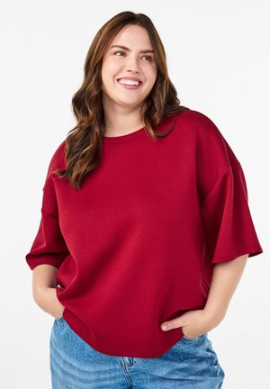 LOOSE-FIT MIX - Základné tričko - merlot