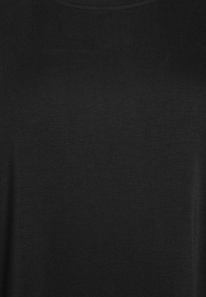 Tekstura običnog crnog platna s diskretnim horizontalnim i vertikalnim linijama, što sugerira krupni plan tkanog materijala.