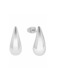 Orecchini a goccia in argento con un design a goccia elegante e lucidato. Texture liscia e superficie riflettente. Chiusura a cerniera per un indossare sicuro.