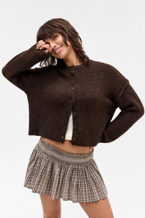 HORN BUTTON - Adīta jaka - brown