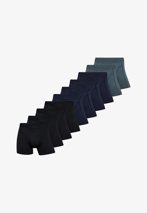 Sæt af ti herrebokserbriefs i forskellige nuancer af blå og sort, med elastisk talje og en tætsiddende pasform. Blødt bomuldsblandingsmateriale.