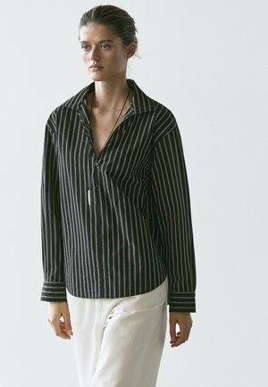 POPLIN WITH SEAM DETAILING  - Blouse - black