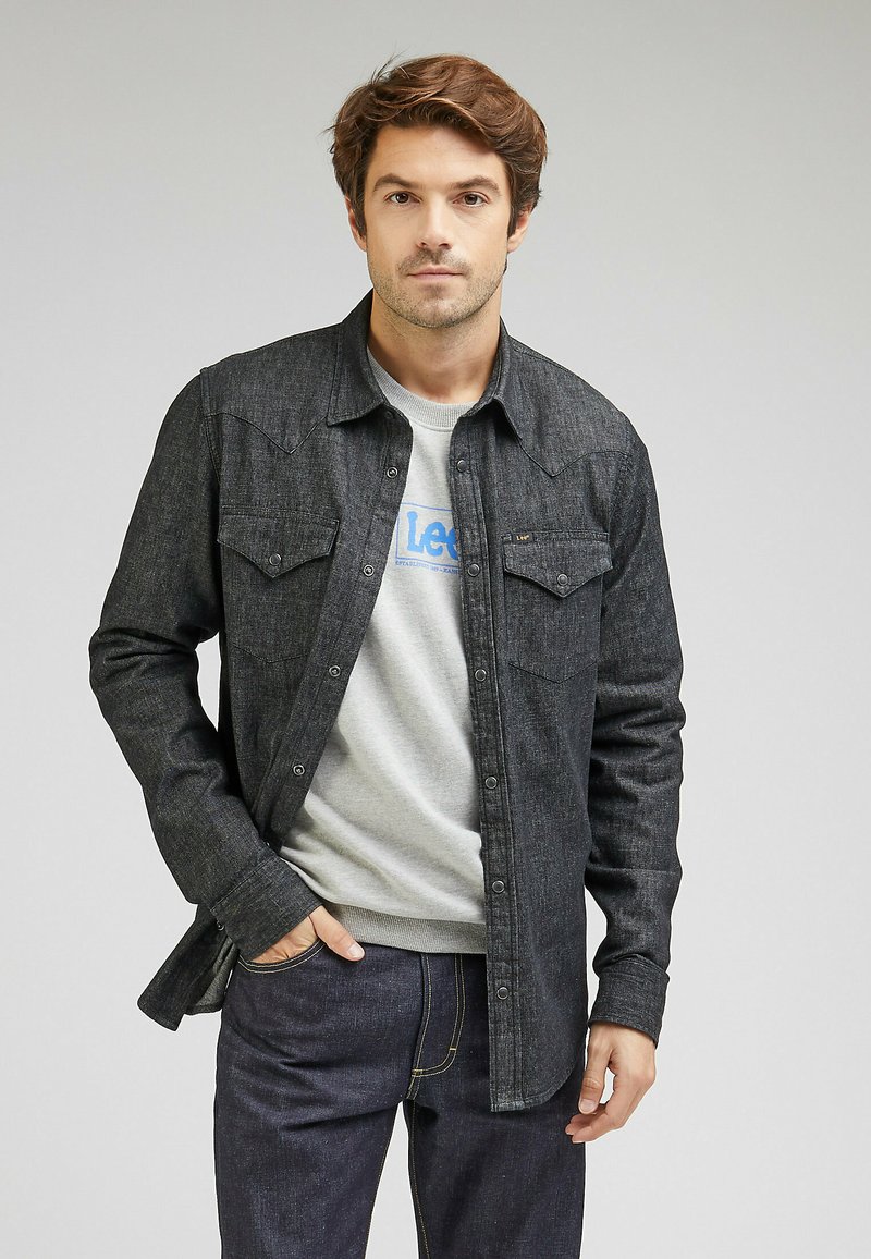 Lee Men's Regular Western Shirt Mid Stone Large