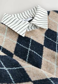 Džemper - beige navy blue argyle