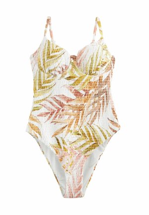 SHIRRED TUMMY SHAPING CONTROL  - Fürdőruha - ecru pink leaf