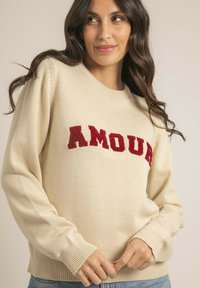Dona x Lisa COL ROND PUR MESSAGE KOURI - Pullover - beige