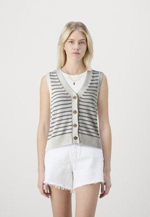 BUTTON FRONT VEST - Vest - white/black