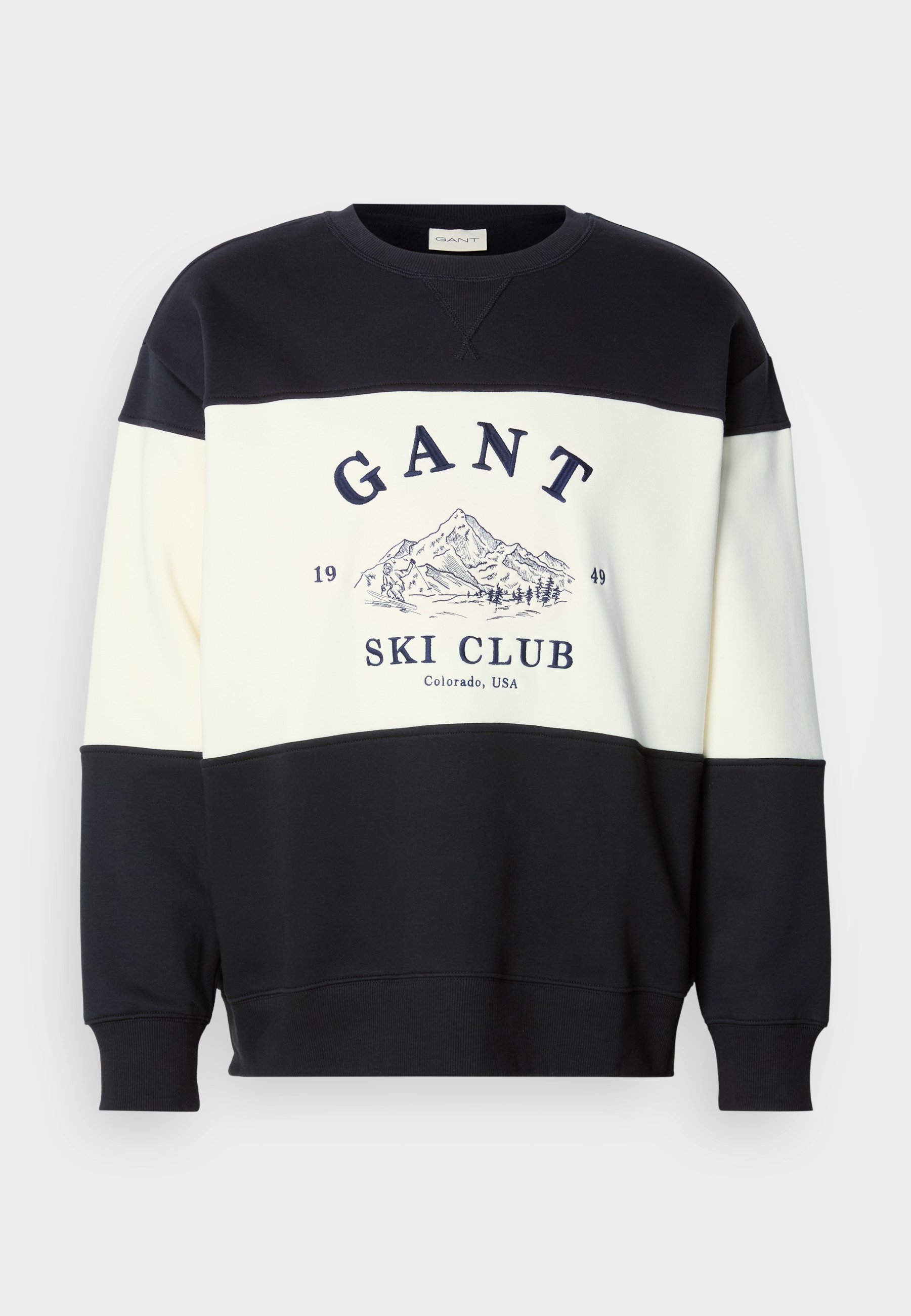 GANT BLOCKED EMBROIDERED - Mikina - black/off-white