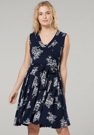 CIĄŻOWA Z FUNKCJĄ KARMIENIA - Day dress - dark blue grey white