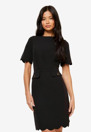 Friends Like These SHORT SLEEVE FRONT SCALLOP HEM  - Laisvo kirpimo suknelė - black