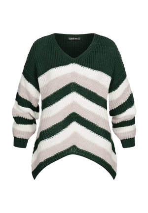 Cloud 5ive, CLOUD5IVE COLORBLOCK KNIT SWEATER ARROW PRINT - Striktrøje - khaki white cream