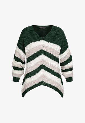 Cloud 5ive, CLOUD5IVE COLORBLOCK KNIT SWEATER ARROW PRINT - Striktrøje - khaki white cream